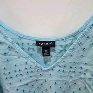 Torrid Women's Light Blue Embroidered Top
